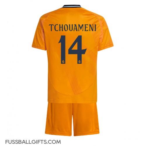 Real Madrid Aurelien Tchouameni #14 Fußballbekleidung Auswärtstrikot Kinder 2024-25 Kurzarm (+ kurze hosen)